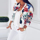 Zipper Plus Size Women's Jacket Floral Printed Long Sleeve O Neck Tops Sweatshirt Spring Slim Womens Coats And Jackets Outwear
