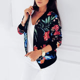 Zipper Plus Size Women's Jacket Floral Printed Long Sleeve O Neck Tops Sweatshirt Spring Slim Womens Coats And Jackets Outwear