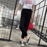 Sports Hip Hop Fashion Women Casual Yellow Side Ribbon Pants Ladies High Waist Jogger Trousers Female Loose Harem Slacks Pants