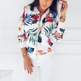 Zipper Plus Size Women's Jacket Floral Printed Long Sleeve O Neck Tops Sweatshirt Spring Slim Womens Coats And Jackets Outwear