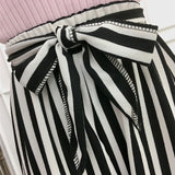 ETOSELL Women New Summer Wide Leg Pants Casual Loose High Elastic Waist Harem Pants Loose Belt Striped Elasticated Trousers