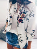 Zipper Plus Size Women's Jacket Floral Printed Long Sleeve O Neck Tops Sweatshirt Spring Slim Womens Coats And Jackets Outwear