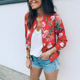 Zipper Plus Size Women's Jacket Floral Printed Long Sleeve O Neck Tops Sweatshirt Spring Slim Womens Coats And Jackets Outwear