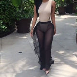 Women's Beach Mesh Sheer Bikini Cover Up Swimwear Transparent Long Pant Trousers